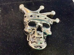 Crowned King Joker Skull Head with Rhinestones Figural Belt Buckle