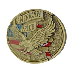American Pride Flag Eagle Belt Buckle Enamel Color Antique Bronze Fits 1.5&Prime; Belt