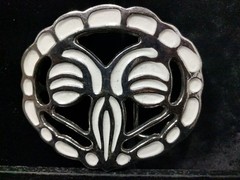 Fun/Fashionable Statement Belt Buckle Ornate White Enamel Feminine Design