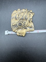 Vintage Native American Indian Chief Brass Tone Belt Buckle