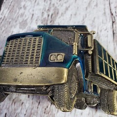 Vtg Dump Truck 80s Belt Buckle 237 Great American Buckle Co 1982 Trucker