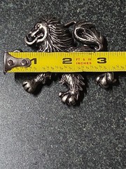 Belt Buckle Silver Tone Lion Heraldic Retro Vintage