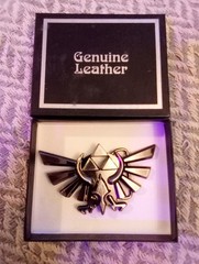 Genuine Leather Nintendo Zelda Belt Buckle Silver Metal