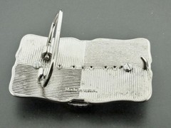 Blue Cobalt Glass 30×40 MM Rhodium Plated Belt Buckle Made In The USA