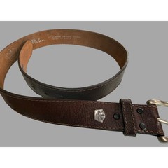 Larry Mahan Brown Genuine Leather Belt Silver Buckle 40&Prime; Length Made in China