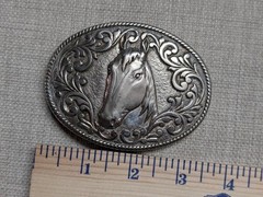 vintage USA made HORSE belt buckle CHAMBERS western 24K GOLD PLATE brass