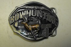 VINTAGE 1987 SISKIYOU DEER BOWHUNTING BELT BUCKLE PEWTER 3 1/4&Prime; X 2 1/2&Prime;