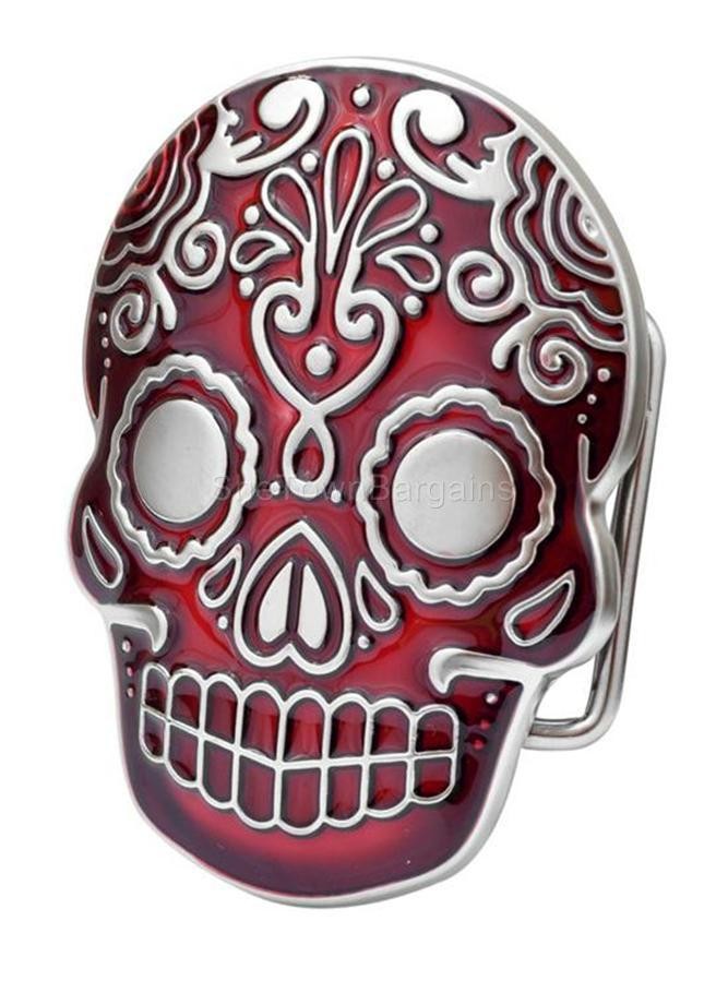 Belt Buckle Sugar Skull Red Mexican Katrina Dia De Muertos Day of the Dead