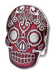 Belt Buckle Sugar Skull Red Mexican Katrina Dia De Muertos Day of the Dead