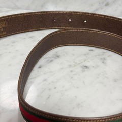 GUCCI buckle belt Sherry Line Gold hardware Made in Italy Brown Canvas Leather