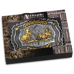 Montana Silversmiths Attitude The Roundup Team Roper Western Belt Buckle