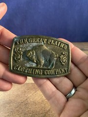 The Great Plains Clothing Company Brass Belt Buckle 1978 Bison
