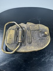 Vintage 1985 I’d Rather Be Fishing Belt Buckle USA Brass Enamel 3”