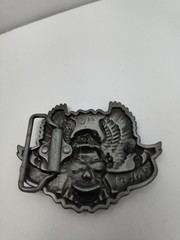 Rebel Rider Belt Buckle Outlaw Biker Motorcycle MC Rocker Skull & Eagle