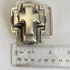 Cross Belt Buckle Ornate Christian Religious Gothic Silver metal western vintage