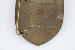 Vintage 70s Skyr Skiing Spell Out Dynabuckle Provo Utah Brass Belt Buckle Gold