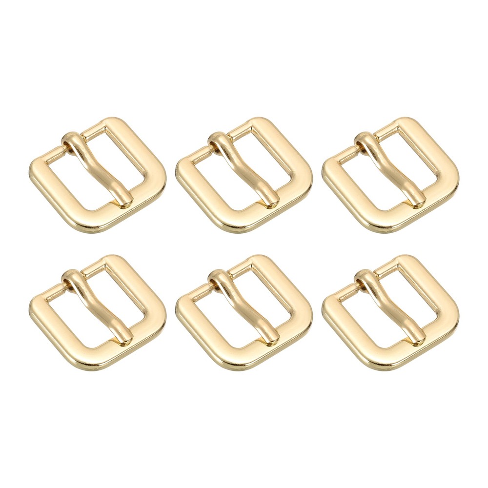 Metal Roller Buckle, 6Pcs 0.63&Prime; Square Single Prong Belt Buckle, Light Gold