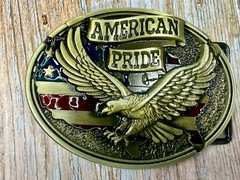 American Pride USA Bald Eagle Majestic Flying Hunting Country Flag Belt Buckle