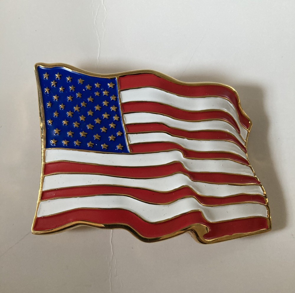 Belt Buckle American Flying USA Flag Men&rsquo;s Gold-Tone NIB
