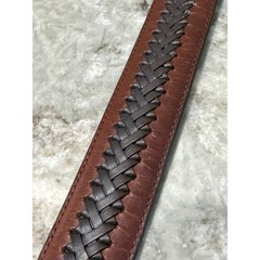 Columbia Men&rsquo;s Reversible Leather Belt Black Woven Center Braid Inlay sz 36