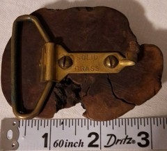 Wood Burl Belt Buckle Solid Brass Hardware Frame Style 1.5&Prime; Fit Brown