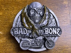 VTG Bad To The Bone Skull Motorcycle Eagle Men&rsquo;s Belt Buckle Siskiyou 1992 USA