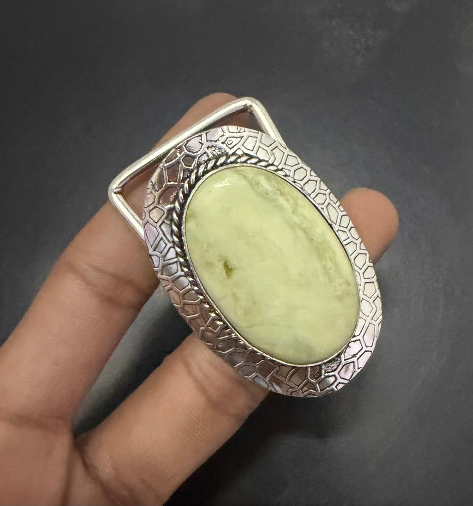 Variscite Gemstone 925 Sterling Silver Handmade Belt Buckles Vintage Gift For
