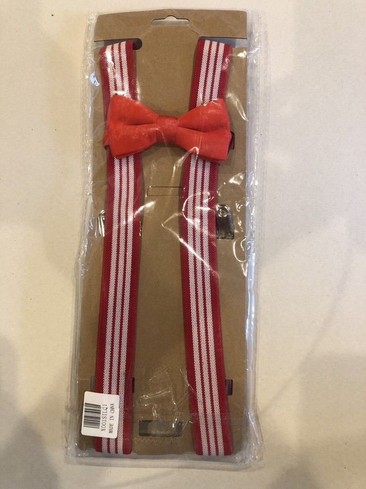 Red Suspenders Bow Tie Set