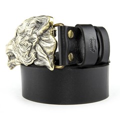Belt buckle Grey Wolf, Handmade wolf head solid belt buckle