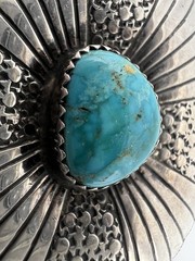 Vintage Southwestern Style Sterling Silver Buckle Signed Turquoise
