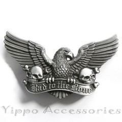 Bad to the Bone Eagle Skull Western Metal Belt Buckle