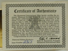 Hammond Mint Diamond Edition Statue of Liberty Buckle & Key Chain w/ COA