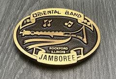 Vintage Oriental Band Jamboree Belt Buckle Rockford Illinois 1988 Oval 80s