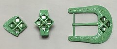 WESTERN BUCKLE SET 3PCS PISTACHIO WITH MATCHING COLOR STONES 1.5&Prime; WIDE, BUCKLE