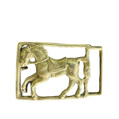 Vintage Solid Brass Horse Belt Buckle Western Equestrian Cutout Rectangular