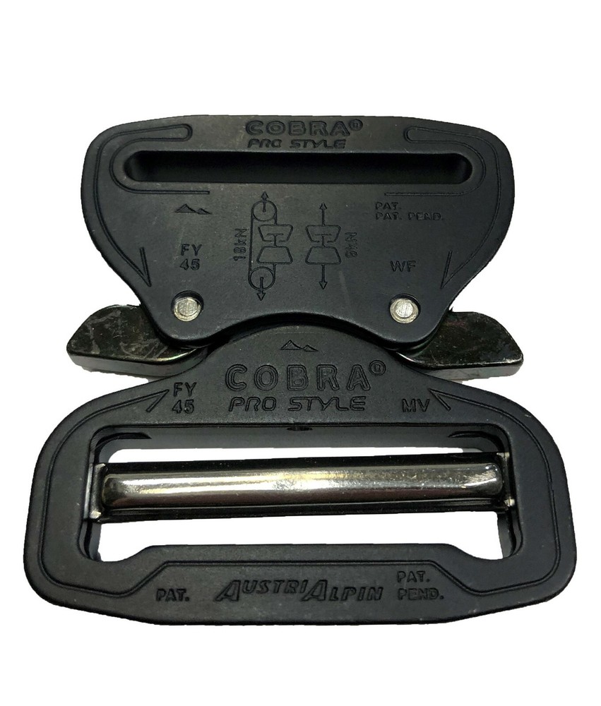 AustriAlpin 45mm 1.75&Prime; Pro Style Matt Black Cobra Buckle XL Bk Ears FY45MVF-XB