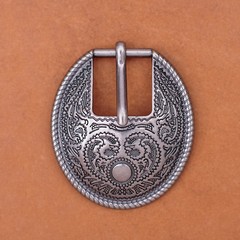 Heavy Duty Silver Flower Engraved Western Cowgirl Belt Buckle Set Fit 15mm Strap