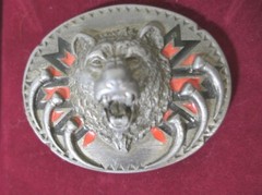 Vintage 1991 Siskiyou Pewter Native American Grizzly Bear Head Claws Belt Buckle