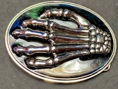 Skeleton Hand Fingers Bones Raised Claw Fingers Gothic Black Oval Belt Buckle