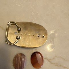 Men&rsquo;s Gold Tone Oval Western Belt Buckle Brown Stone + 2 Extra Ovals