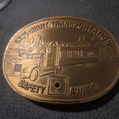 Vintage WAL-MART Transportation 1987 Safety Award Solid Brass Buckle 12 Yr