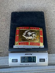 Western Buckle Gold Silver Red Running Horse Cowboy 2 » Hebilla Vaquero