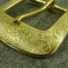 Solid Brass  » Floral  » Tongue Pin Belt Buckle + Loop for 1.5“ width Belt Z340