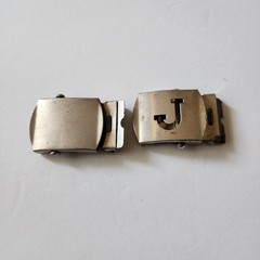 Silver Tone Belt Buckle Slide Initial « J » And Blank 1.75 Inch Set Lot Of Two (2)