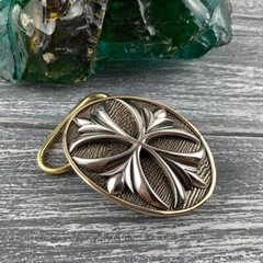 Belt buckle brass, sterling silver 925, Maltese cross, Cross buckle
