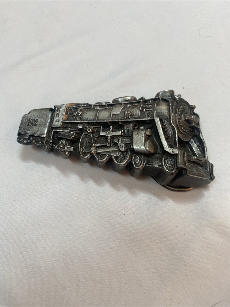 VINTAGE Locomotive METAL BELT BUCKLE Bergamot Brass Works 1978