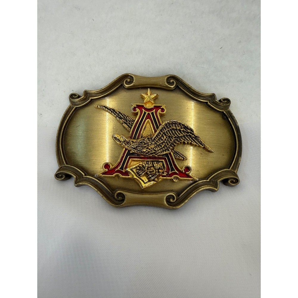 Vintage 1978 Anheuser Busch Budweiser Belt Buckle Raintree Brass Eagle Logo