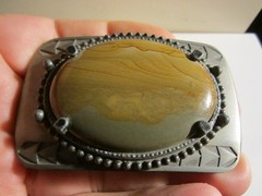 VINTAGE BROWN AGATE STONE BELT BUCKLE – GW-26