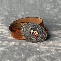 VINTAGE Texas Belt Buckle Sesquicentennial Celebration With Eagle Leather Works