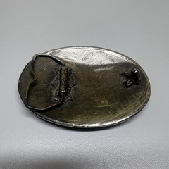 Baker Oil Treating Belt Buckle Vintage Western Floral Oval Silver Tone